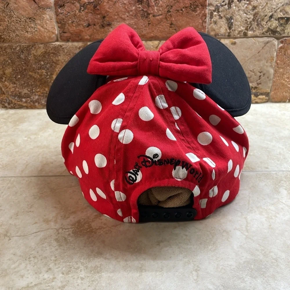 Disney Parks Hat Minnie Mouse Girls Ears Bow Red Black Size Youth Walt World